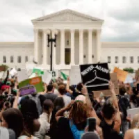Abortion rights activists gather to protest outside the Supreme Court in Washington on Friday, June 24, 2022. The Supreme Court on Friday overruled Roe v. Wade, eliminating the constitutional right to abortion after almost 50 years.